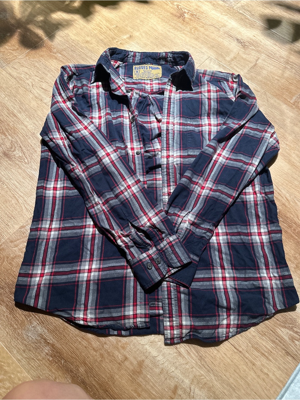 Rugged Authentic Navy & Red Plaid Button-Down Shirt